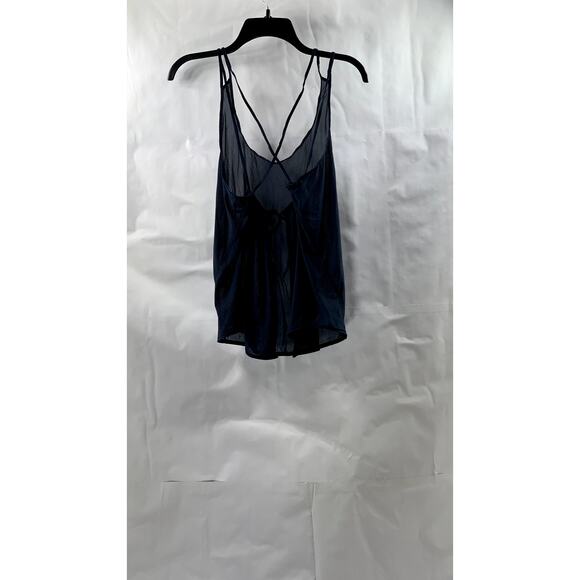 LULULEMON Women's Navy Blue Sheer Scoop-Neck Spaghetti Strap Tank Top SZ OS - Picture 2 of 9